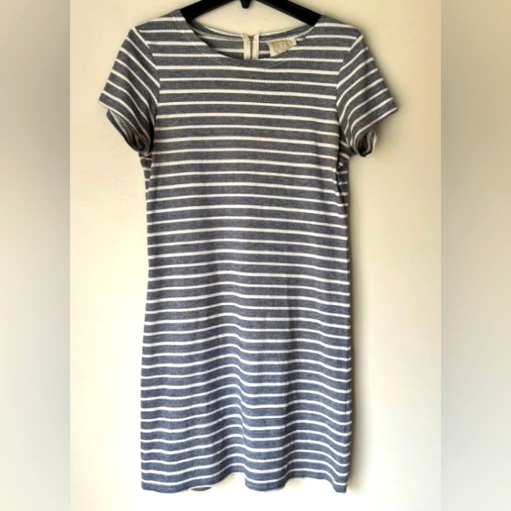 Sail to Sable Charcoal and Ivory Striped Mini Dress